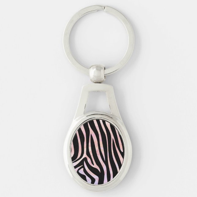 Zebra Black und Pink Print Schlüsselanhänger (Vorderseite)