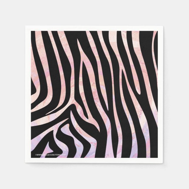 Zebra Black und Pink Print Serviette (Vorderseite)