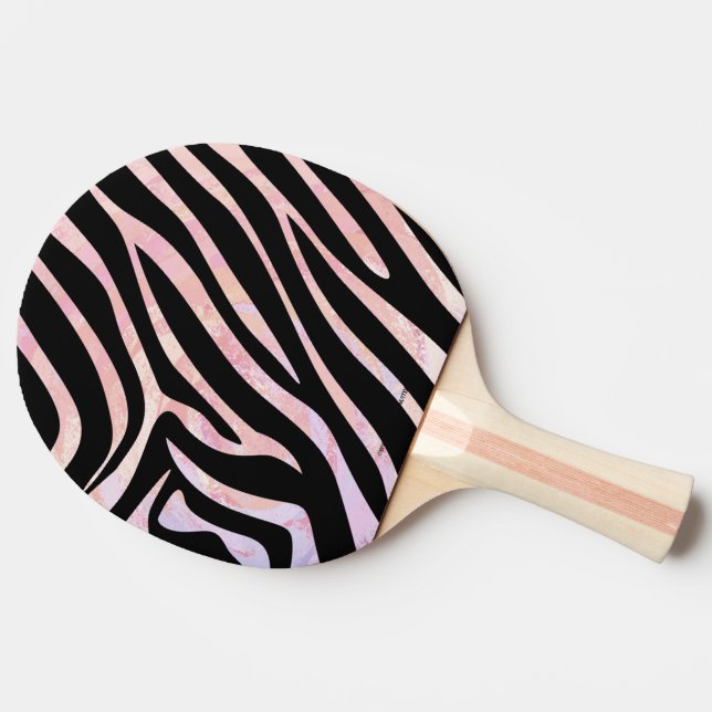 Zebra Black und Pink Print Tischtennis Schläger (Seitenansicht)