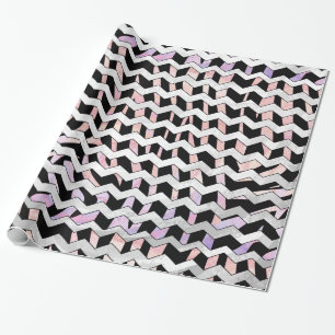 Zebra Black und Pink Zickzack Geschenkpapier