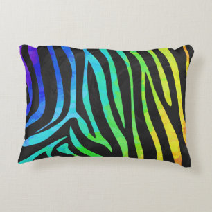 Zebra Black und Rainbow Print Dekokissen