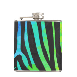 Zebra Black und Rainbow Print Flachmann