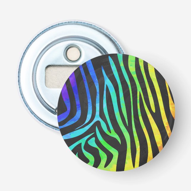 Zebra Black und Rainbow Print Flaschenöffner (Vorderseite)