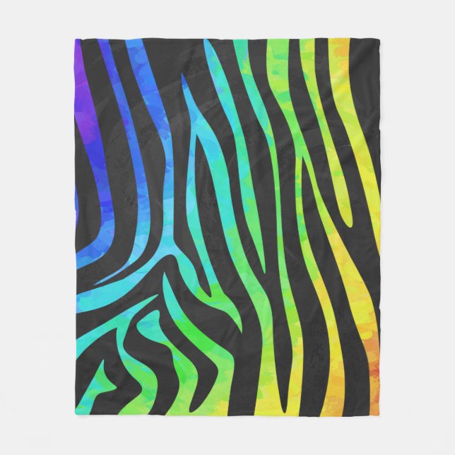 Zebra Black und Rainbow Print Fleecedecke (Vorderseite)