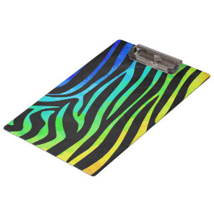 Zebra Black und Rainbow Print Klemmbrett