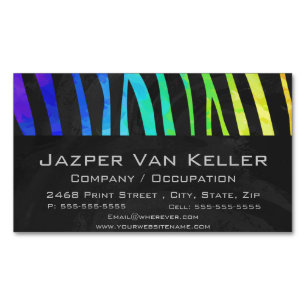 Zebra Black und Rainbow Print Magnetische Visitenkarte