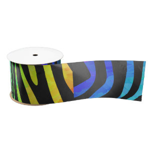 Zebra Black und Rainbow Print Satinband