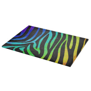 Zebra Black und Rainbow Print Schneidebrett