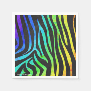Zebra Black und Rainbow Print Serviette
