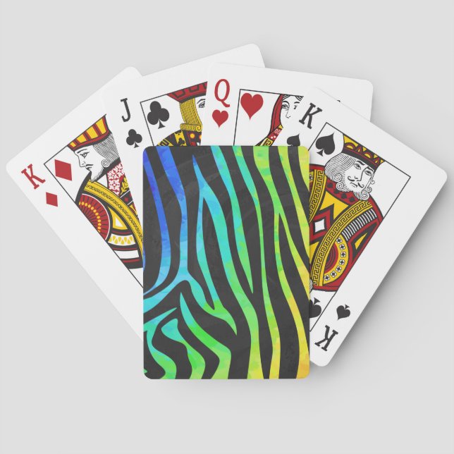 Zebra Black und Rainbow Print Spielkarten (Rückseite)
