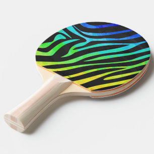 Zebra Black und Rainbow Print Tischtennis Schläger