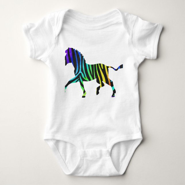 Zebra Black und Rainbow Silhouette Baby Strampler (Vorderseite)