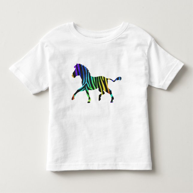 Zebra Black und Rainbow Silhouette Kleinkind T-shirt (Vorderseite)