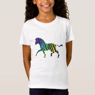 Zebra Black und Rainbow Silhouette T-Shirt