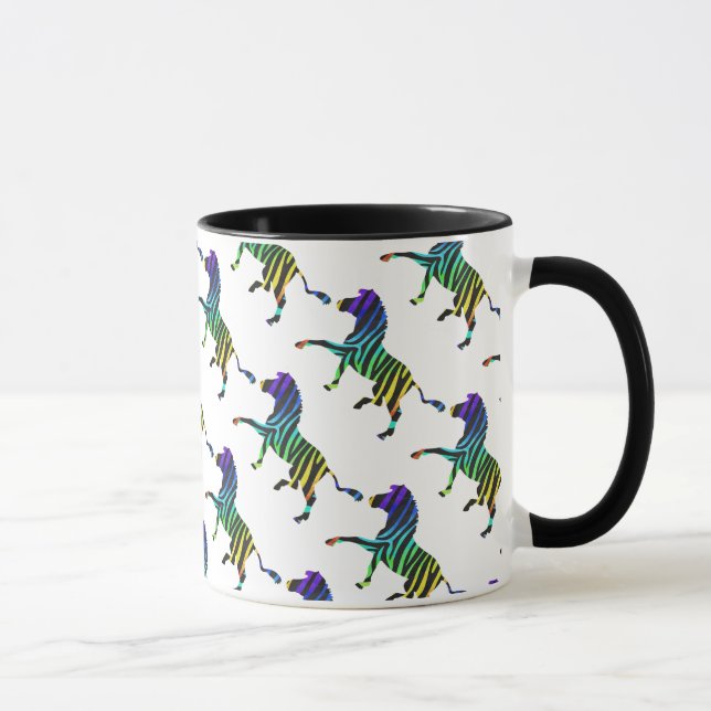 Zebra Black und Rainbow Silhouette Tasse (Rechts)