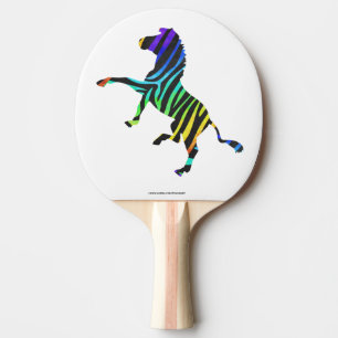 Zebra Black und Rainbow Silhouette Tischtennis Schläger