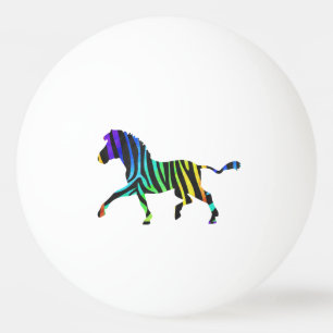 Zebra Black und Rainbow Silhouette Tischtennisball