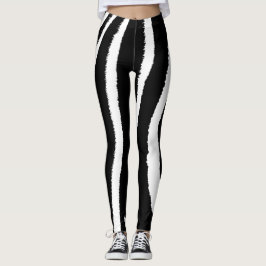 Zebra Black & White Vertikal Muster Leggings