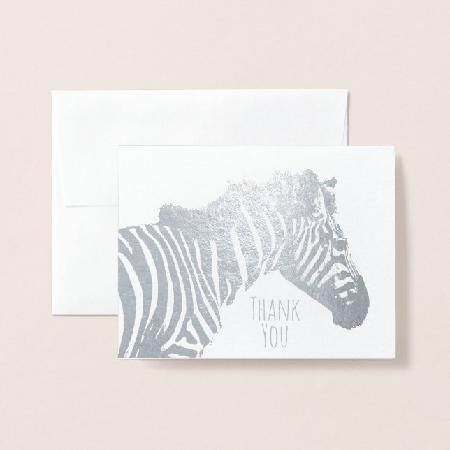 Zebra Blank Jeder Anlass Wildlife Silver Folienkarte (Vorderseite mit Umschlag)