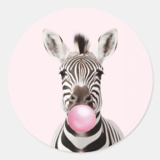 Zebra Blasen Pink Bubble Gum Spielerisch Digital A Runder Aufkleber