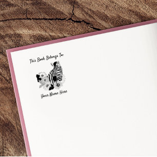 Zebra Blau Farbige Daisy Florale Buchillustration Gummistempel