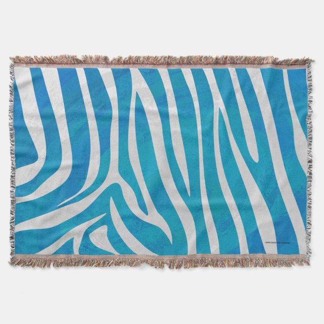 Zebra Blau und Weiß Decke (Vorderseite)