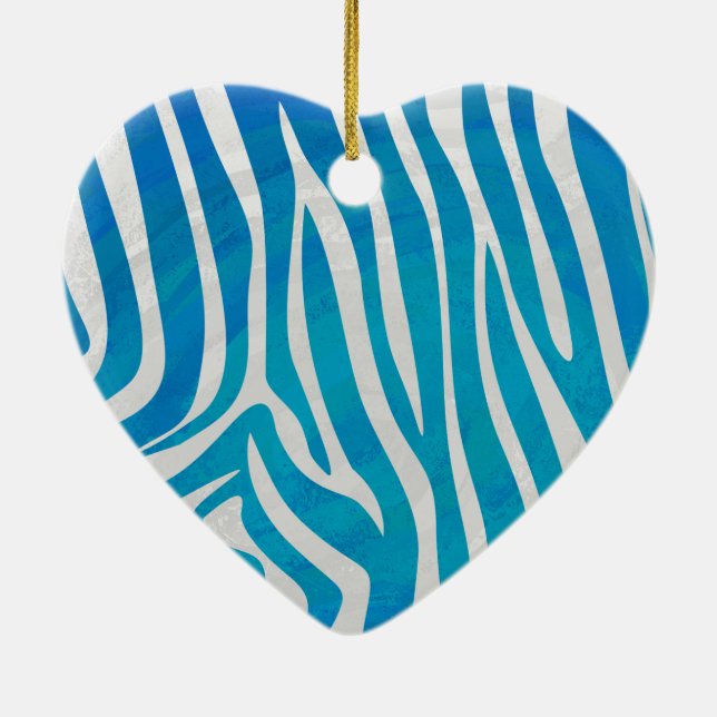 Zebra Blau und Weiß Keramik Ornament (Hinten)