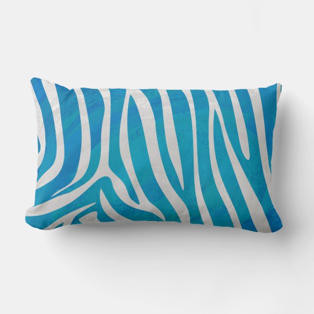 Zebra Blau und Weiß Lendenkissen (Vorderseite)