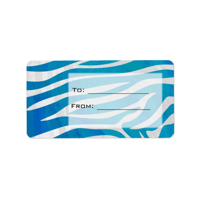 Zebra Blau und Weiß mit Monogramm Adressaufkleber (Vorne)