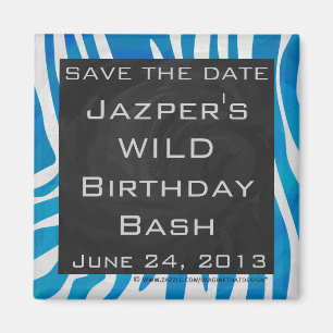 Zebra Blau und Weiß Save the Date Magnet