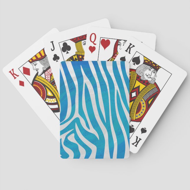 Zebra Blau und Weiß Spielkarten (Rückseite)