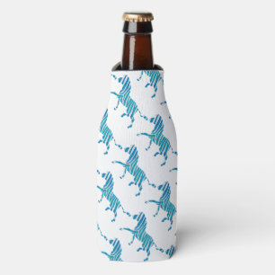 Zebra Blau und Weiße Silhouette Flaschenkühler