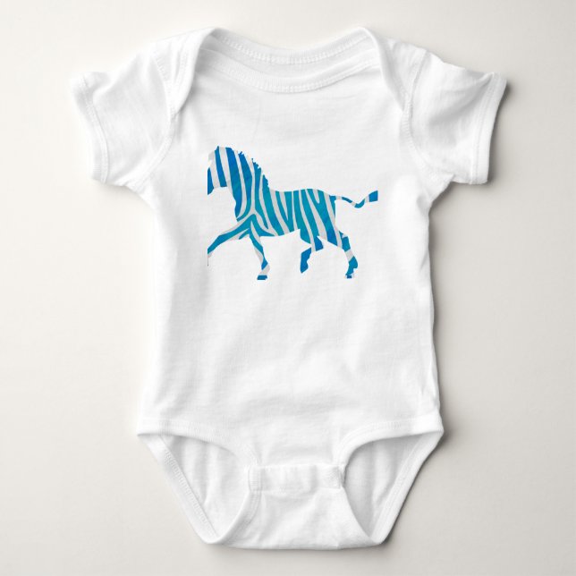 Zebra Blau-Weiße Silhouette Baby Strampler (Vorderseite)