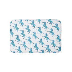 Zebra Blau-Weiße Silhouette Badematte