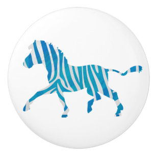 Zebra Blau-Weiße Silhouette Keramikknauf