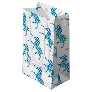 Zebra Blau-Weiße Silhouette Kleine Geschenktüte