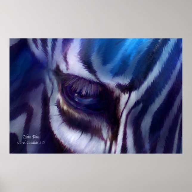 Zebra Blue Art Poster/Print Poster (Vorne)