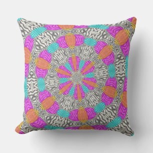 Zebra Blue Orange Pink Circles Throw Kissen