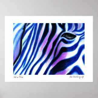 Zebra Blue Poster von Lee Vandergrift