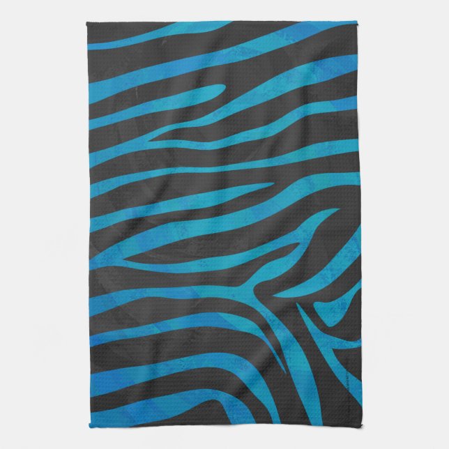 Zebra Blue und Black Print Handtuch (Vertikal)