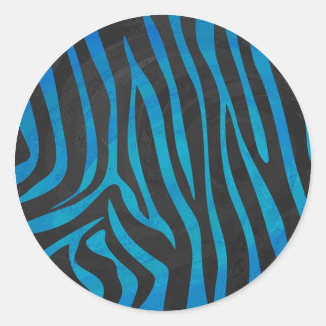 Zebra Blue und Black Print Runder Aufkleber (Vorderseite)
