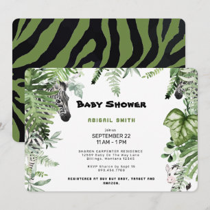 Zebra Botanical Baby Shower Rounded Einladung