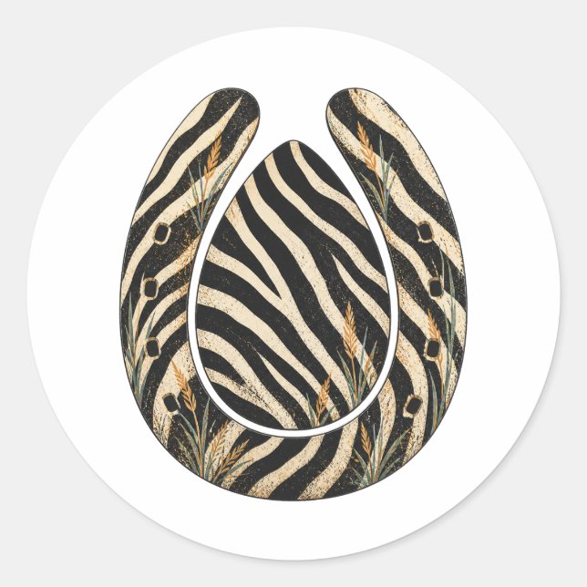 Zebra Botanical Hoofprint Nature Sticker (Vorderseite)