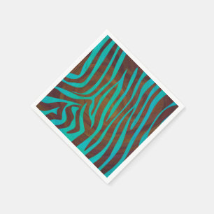 Zebra Braun- und Blaugrün-Druck Serviette