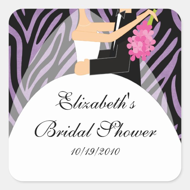 Zebra Bride Groom Brautparty Sticker Lila (Vorderseite)