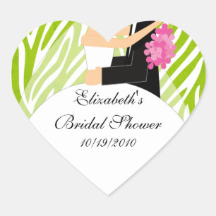 Zebra Bride Groom Brautparty Sticker Lime Green