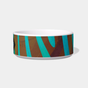 Zebra Brown und Aquamarin mit Monogramm Napf