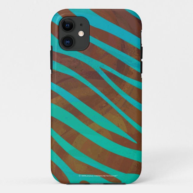 Zebra Brown und Aquamarin Print Case-Mate iPhone Hülle (Rückseite)