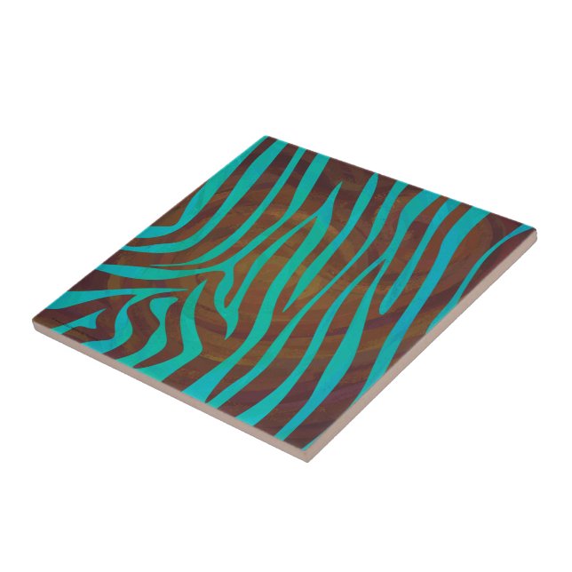 Zebra Brown und Aquamarin Print Fliese (Seite)