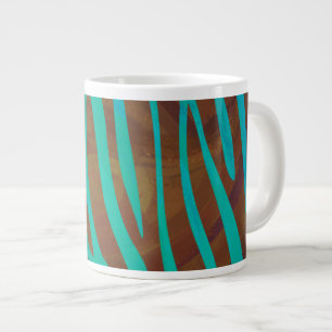 Zebra Brown und Aquamarin Print Jumbo-Tasse